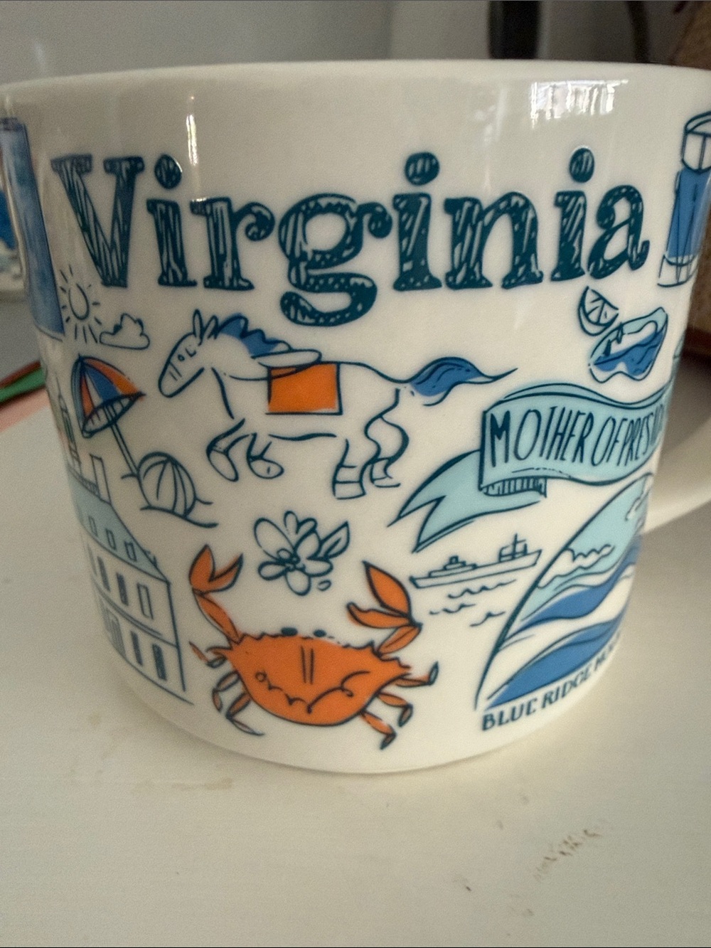 Starbucks Virginia Illustrated Ceramic Mug - Blue & Orange